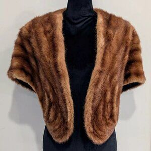 HENRI KESSLER Blonde Mink Fur Stole Evening Wrap Cape Lined Vintage Beautiful!